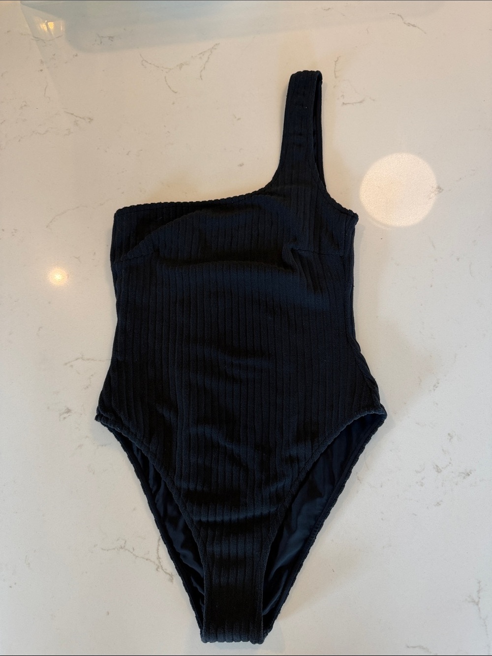 Zulu & Zephyr Swim Cord Black Ribbed One Shoulder